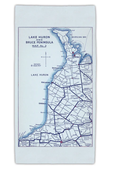 Lake Huron & Bruce Peninsula Map Towel